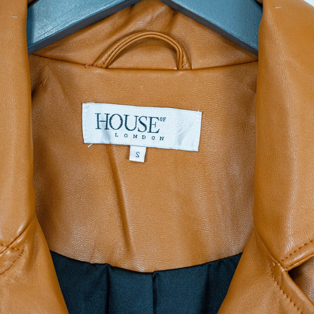House of CB Carson Vegan Leather Biker Moto Jacket in tan size Small - Picture 3 of 11